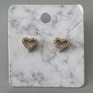 Gold Tone Heart Stud Earrings